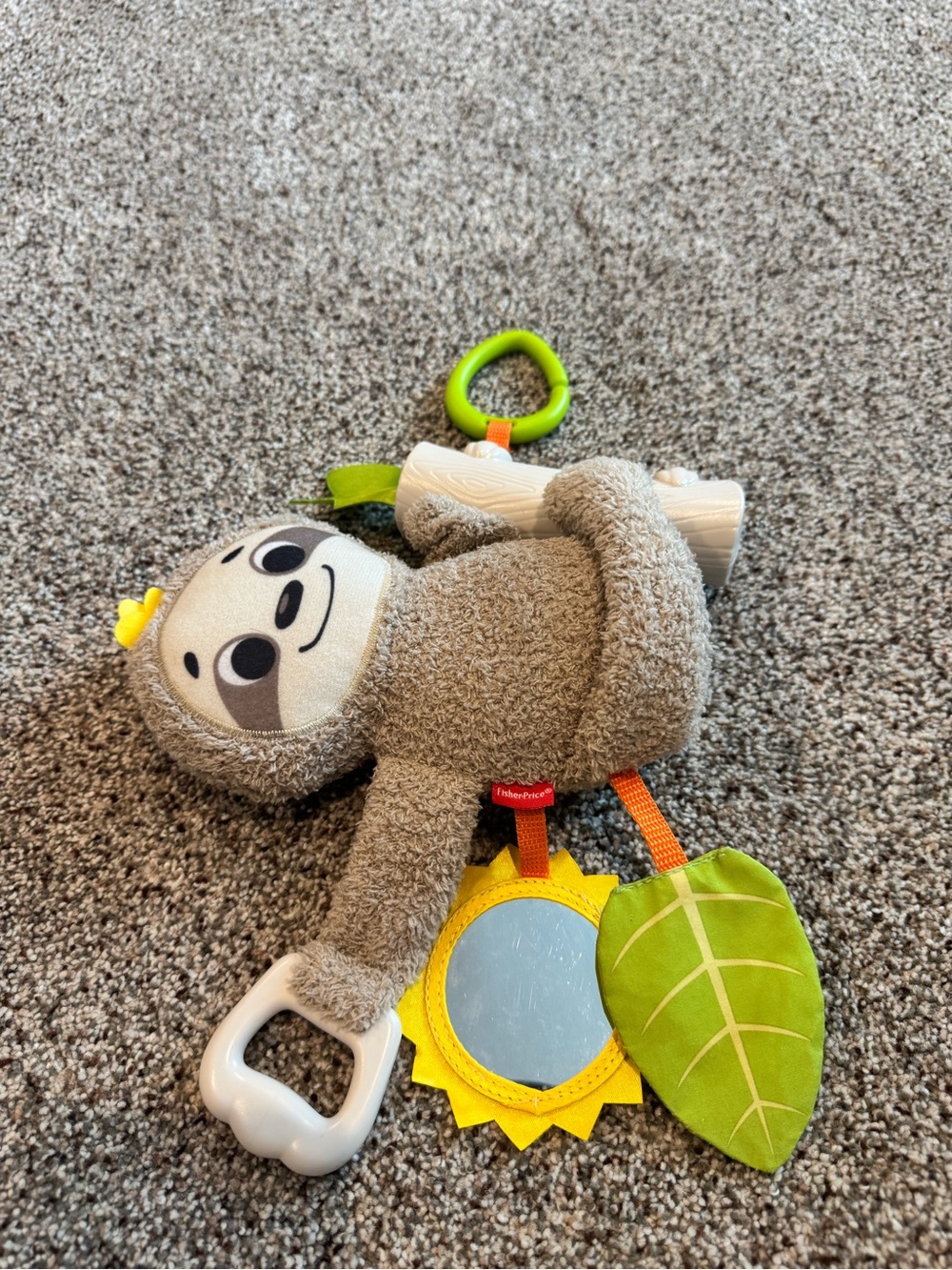 Fisher-Price Stroller Sloth PlushToy with Green & Yellow Accents
